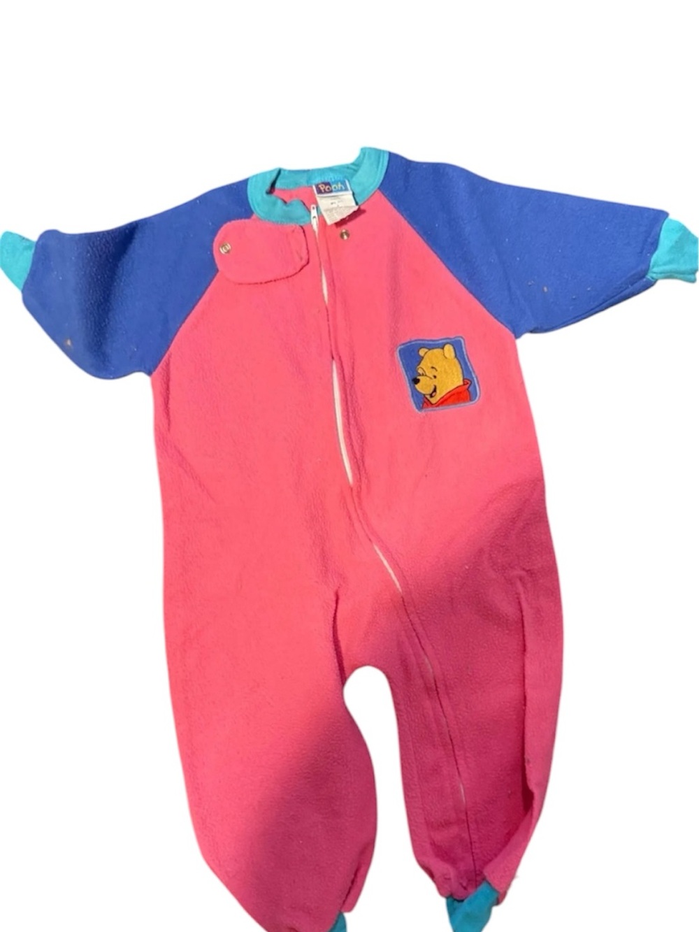 Pink & Blue Winnie the Pooh Fleece One-Piece Footie for Kids